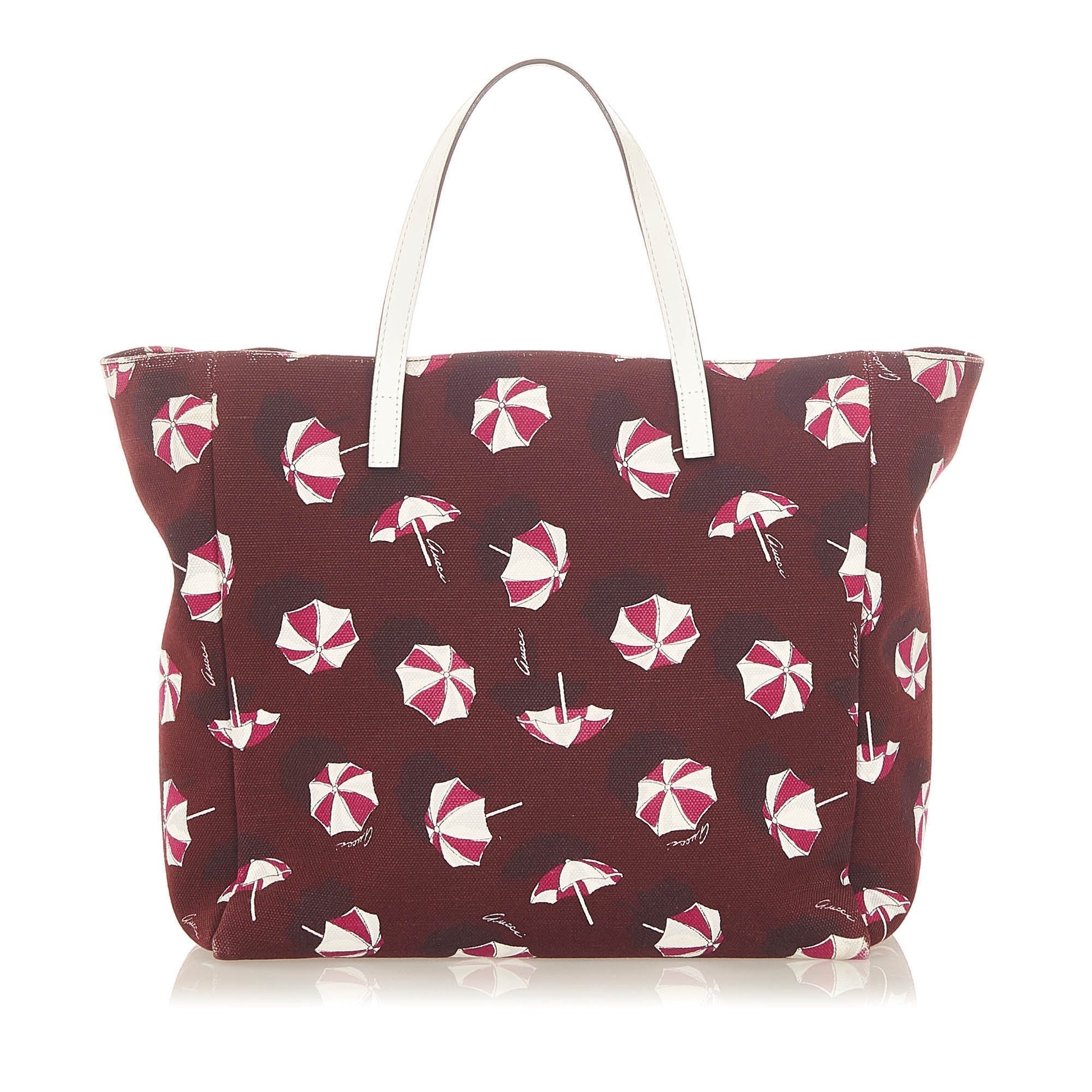 Gucci Red Leather Canvas Tote Style 3