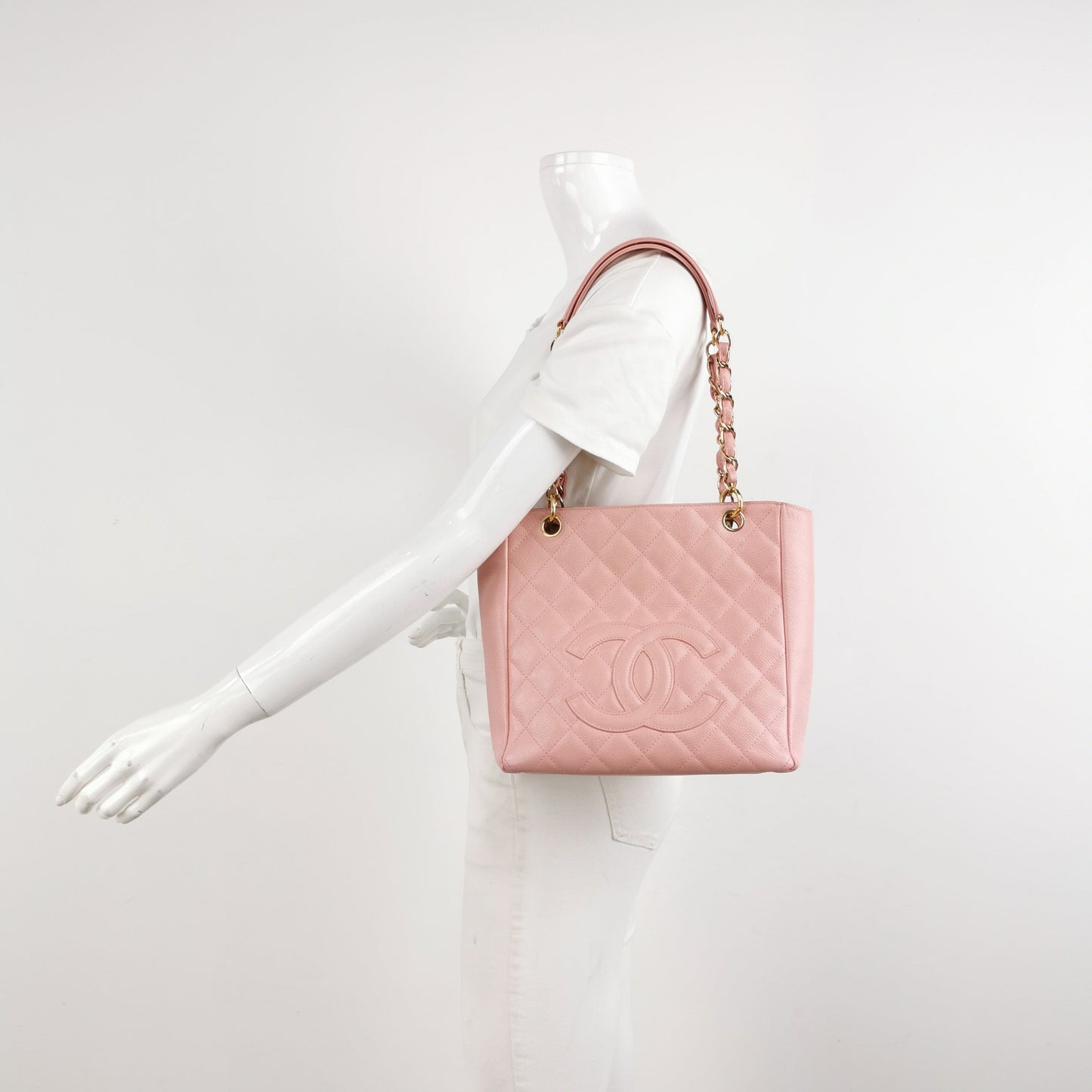 Chanel PST Petite Shopping Tote Pink Caviar Leather Gold Hardware, 2004-2005