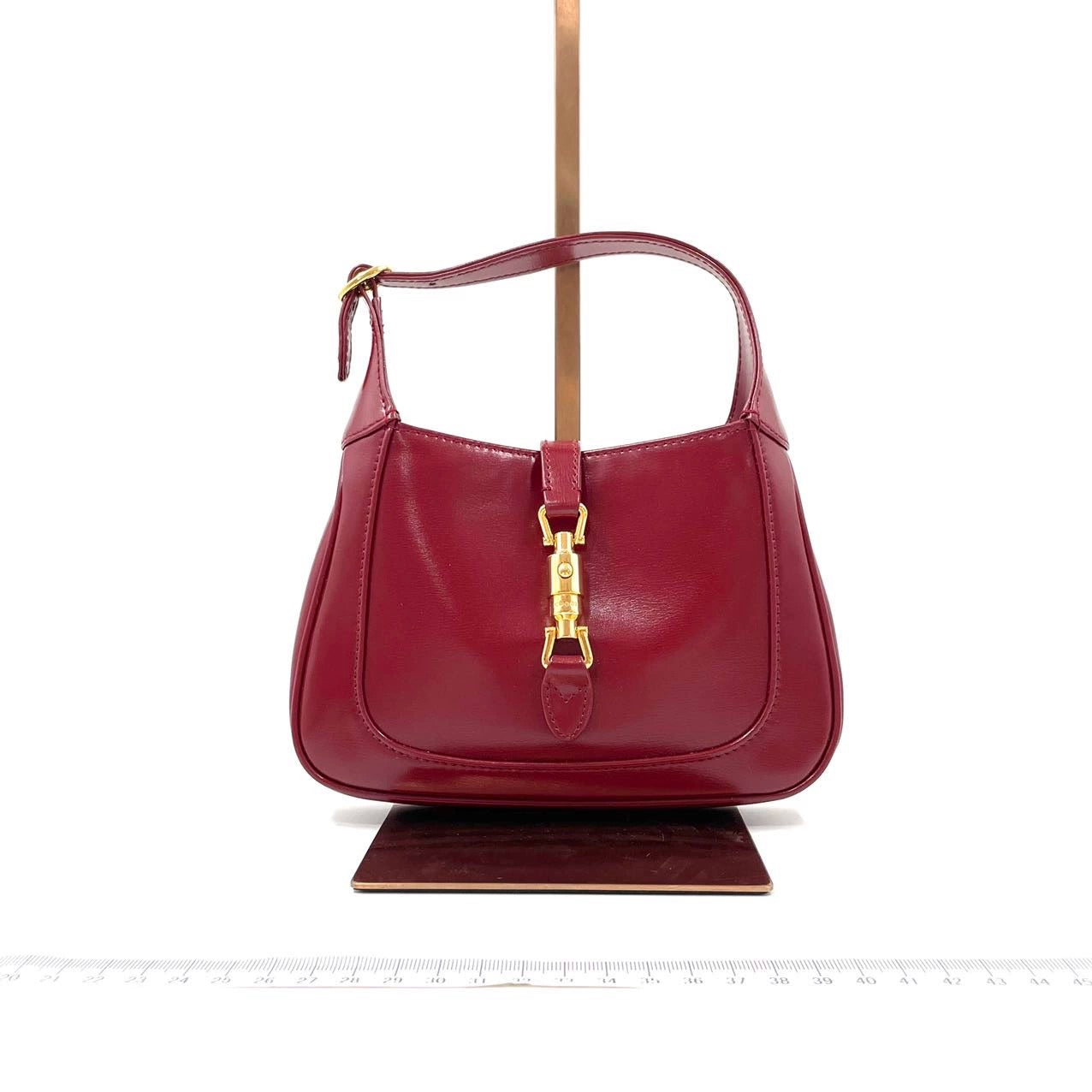 Gucci Jackie 1961 Mini Burgundy Leather Bag with Adjustable Strap