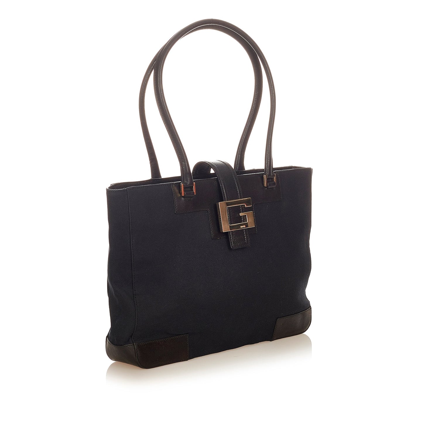 Gucci Black Leather Canvas Tote Style 21
