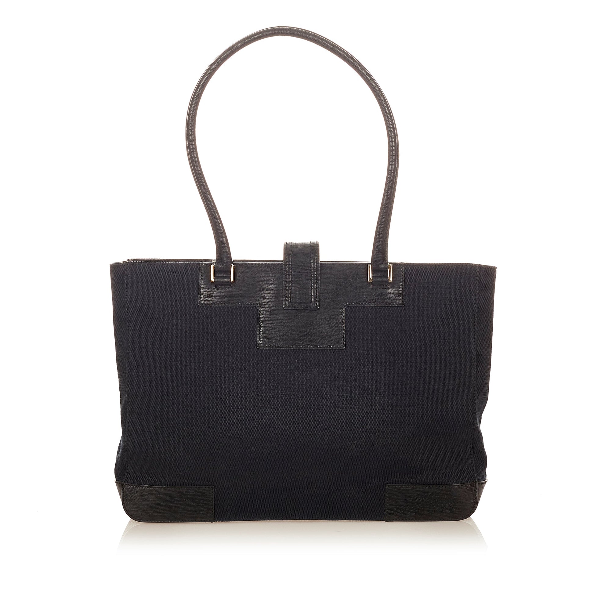 Gucci Black Leather Canvas Tote Style 21
