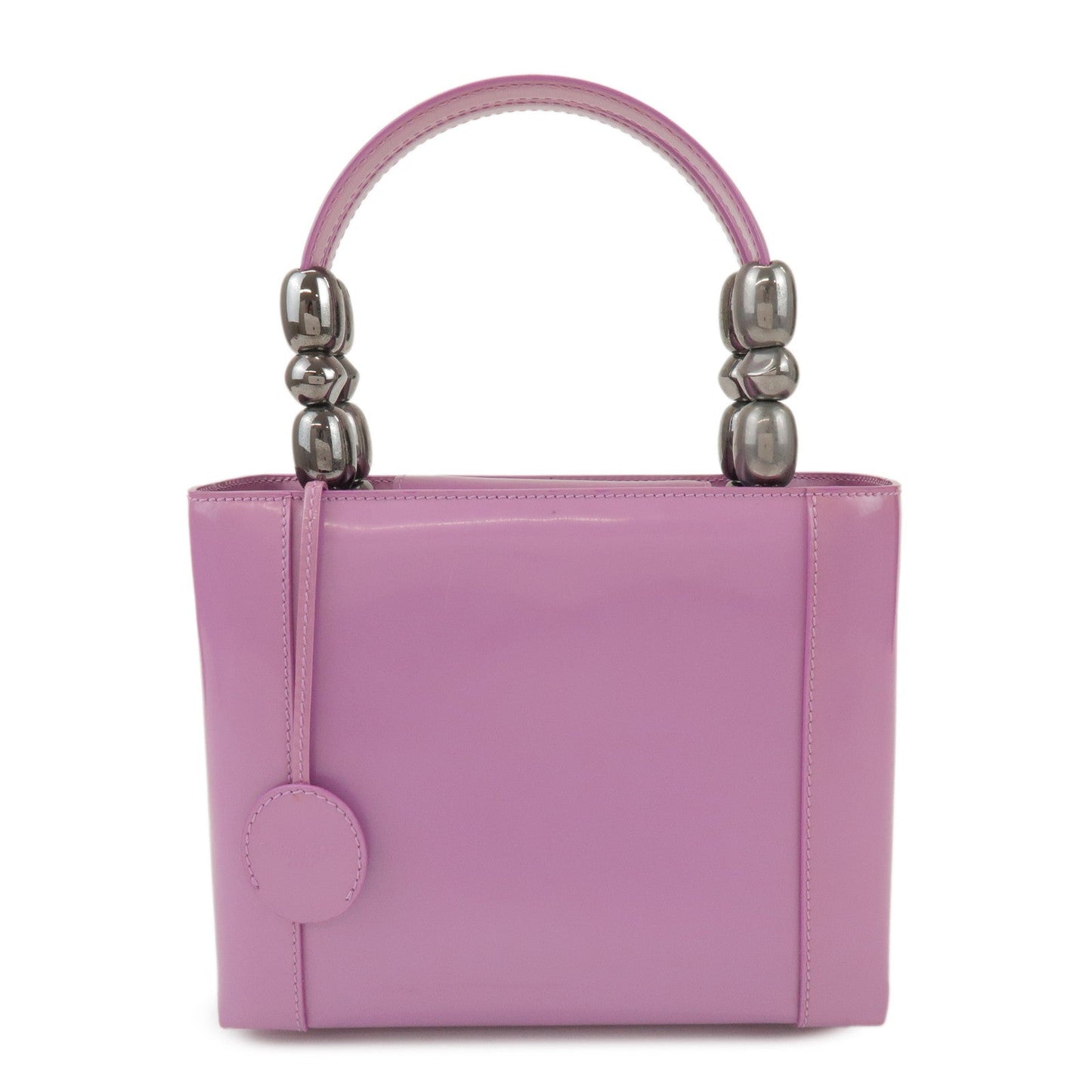 Christian Dior Maris Pearl Patent Leather Hand Bag Purple