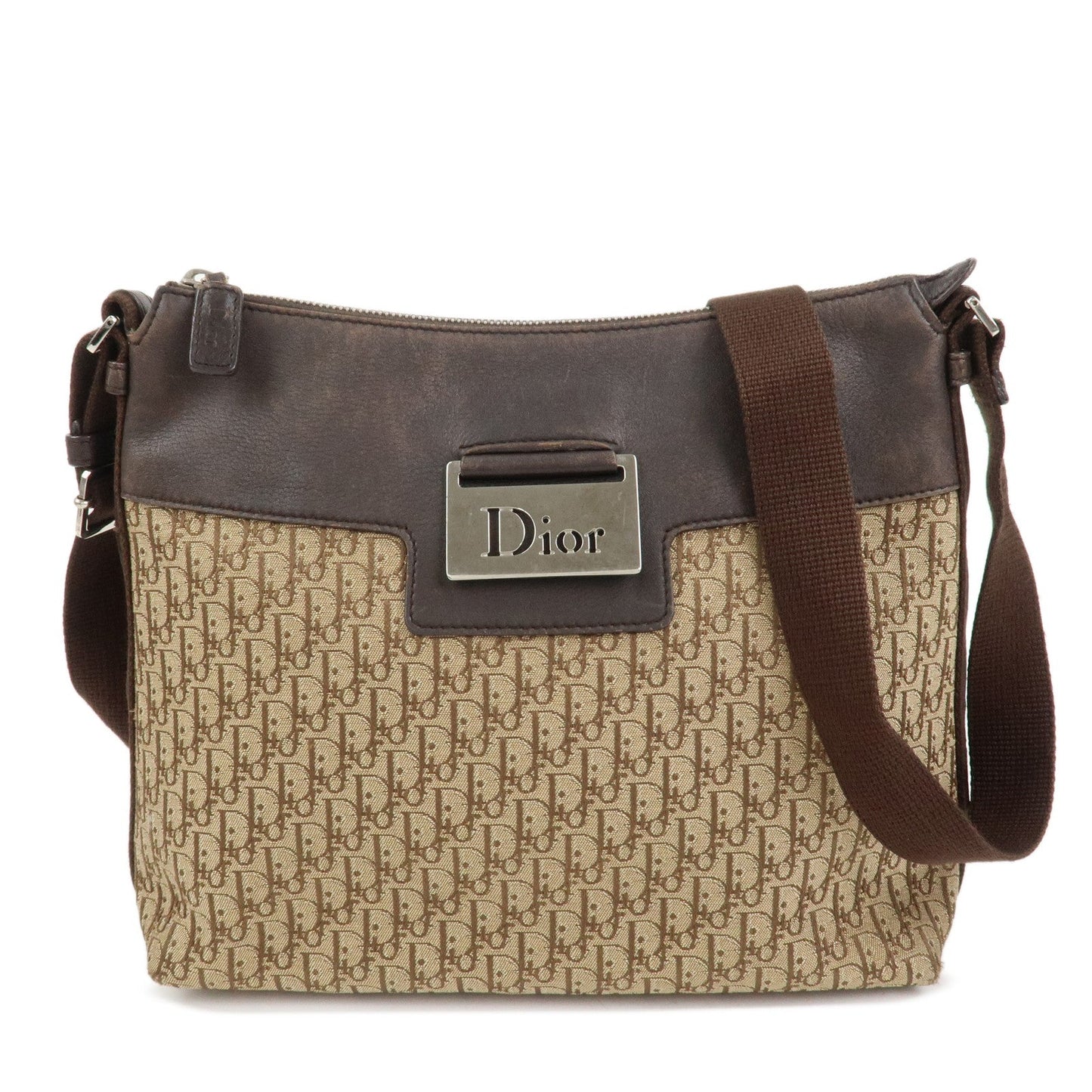 Christian Dior Street Chic Trotter Canvas Leather Shoulder Bag
