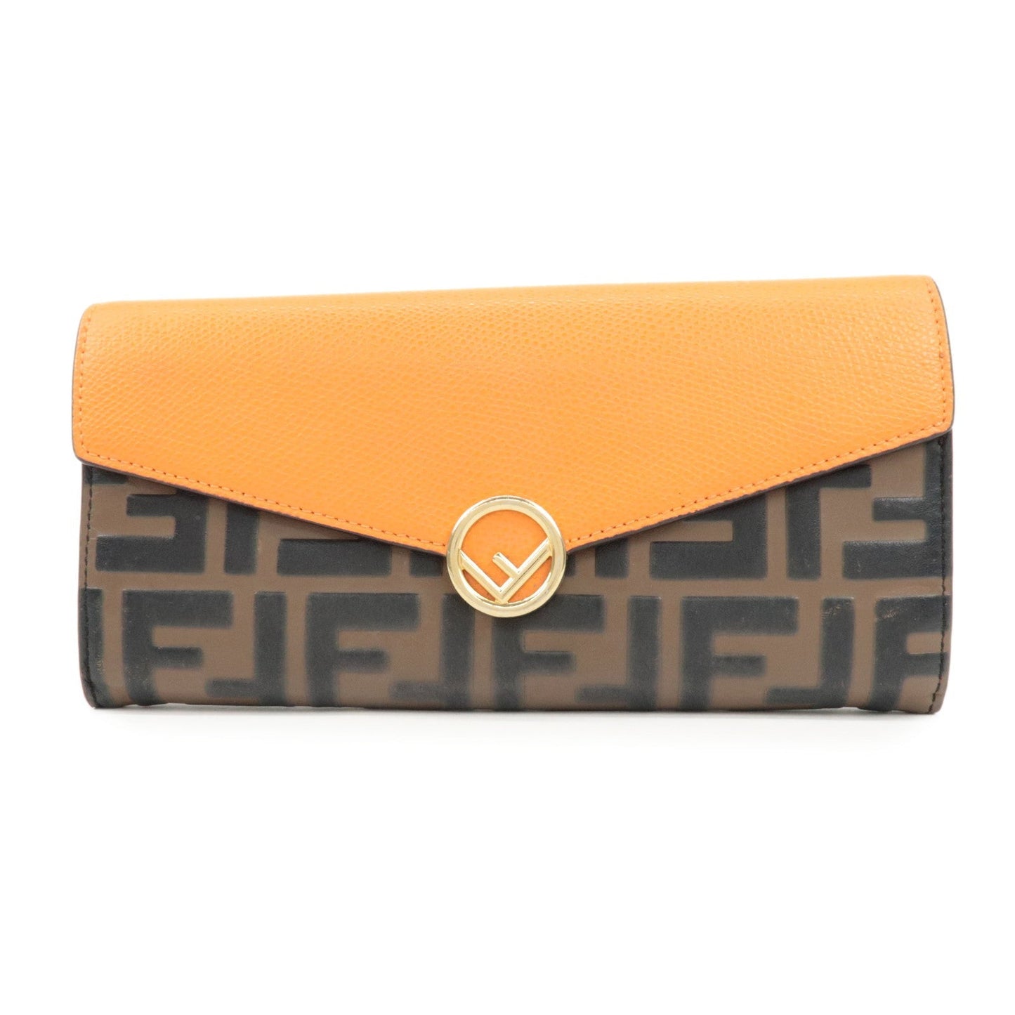 FENDI Zucca Baguette Continental Wallet 8M0251 Brown Orange 8M0251