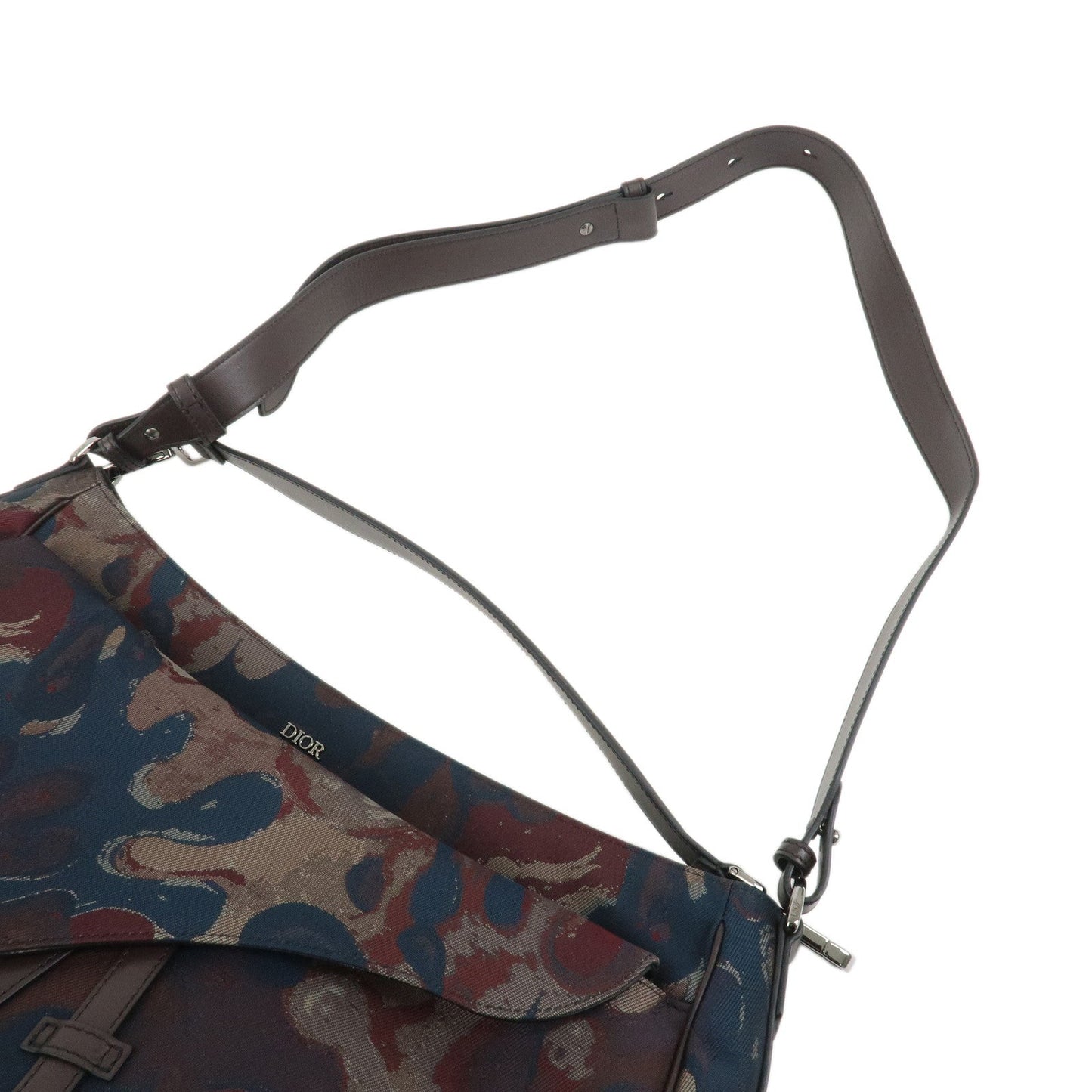 Christian Dior Canvas Leather Saddle Flap Camouflage Messenger Bag