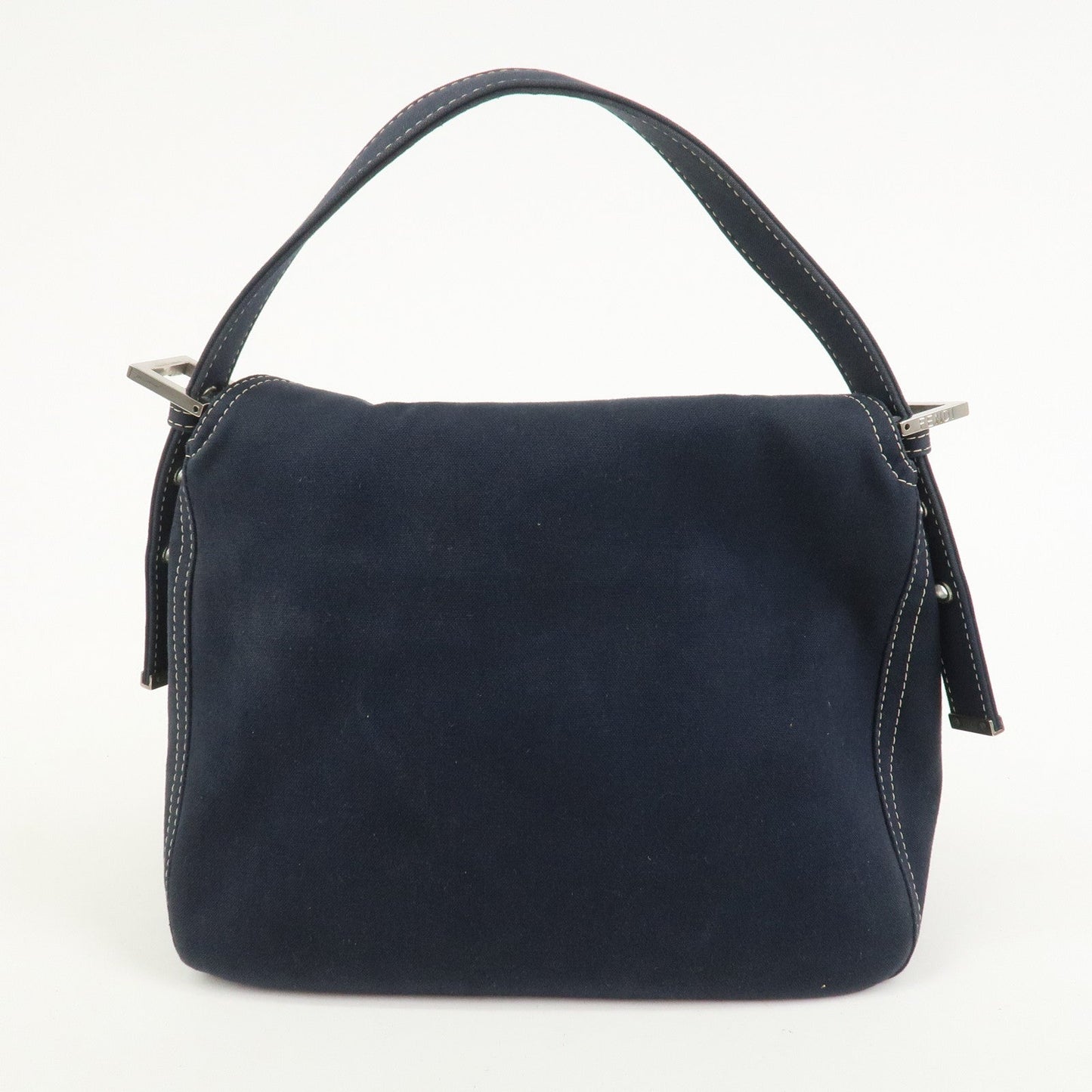 FENDI Logo Canvas Shoulder Bag Hand Bag Navy 26426