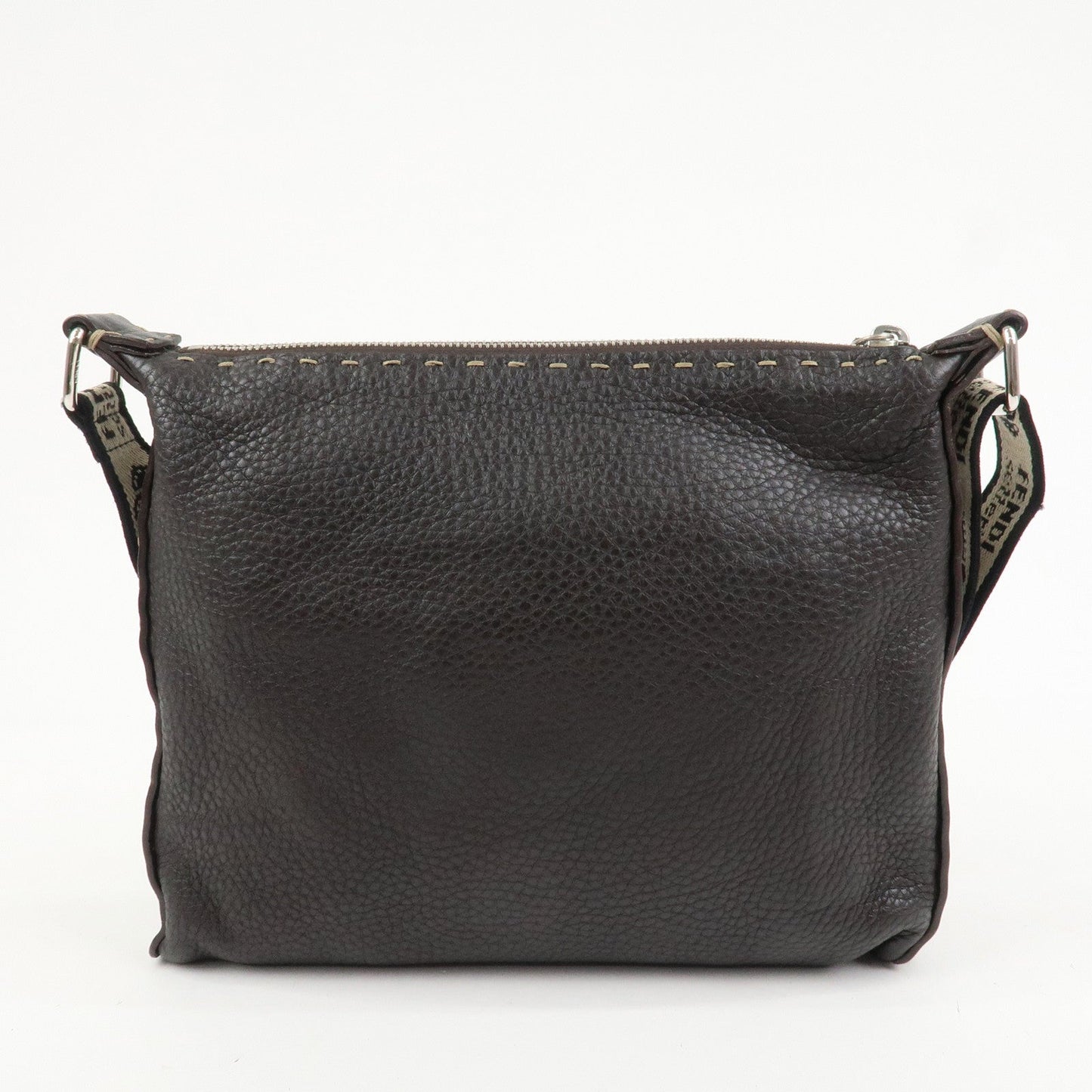FENDI Selleria Leather Shoulder Bag Crossbody Bag Brown 8BT092