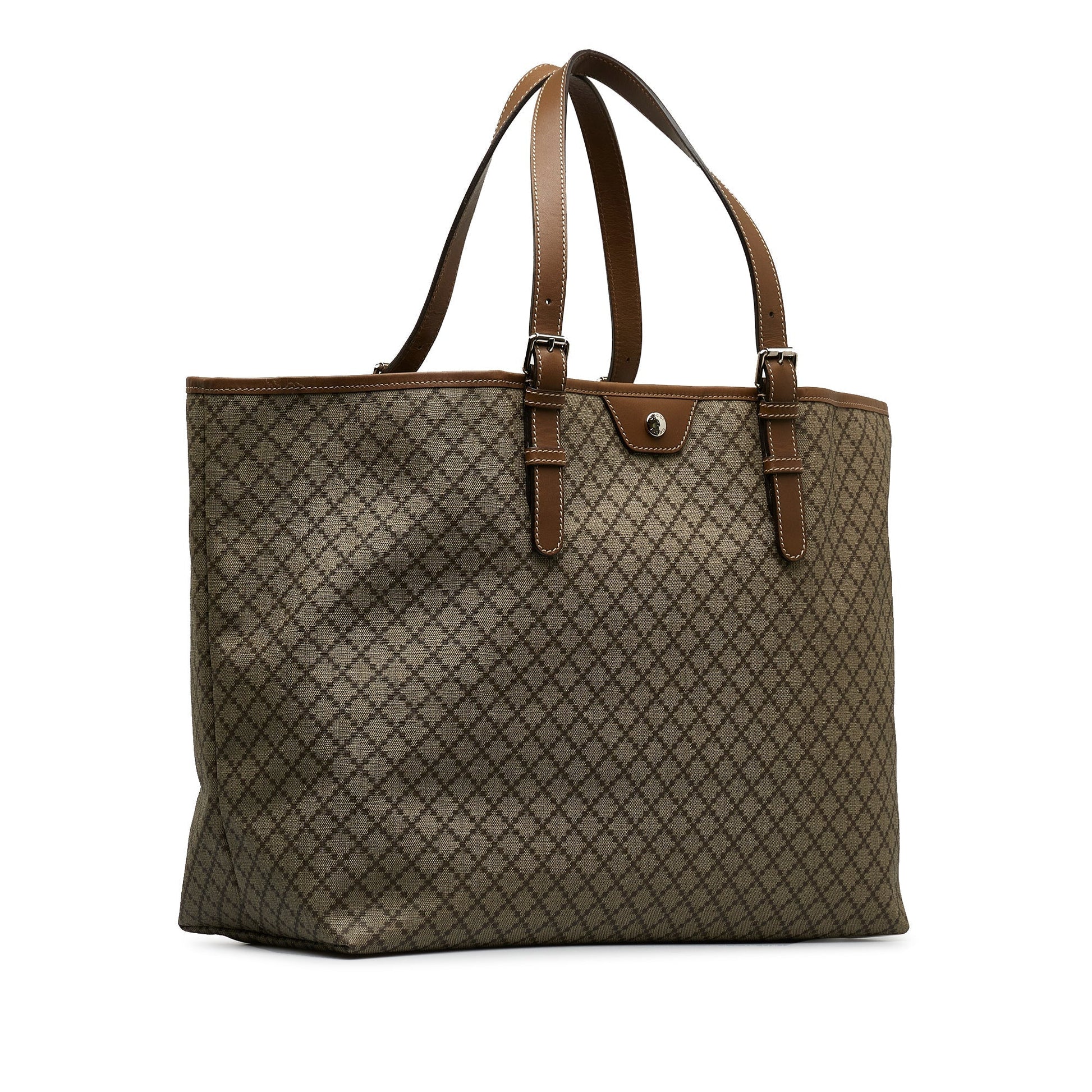 Gucci Brown Leather Canvas Tote Style 15