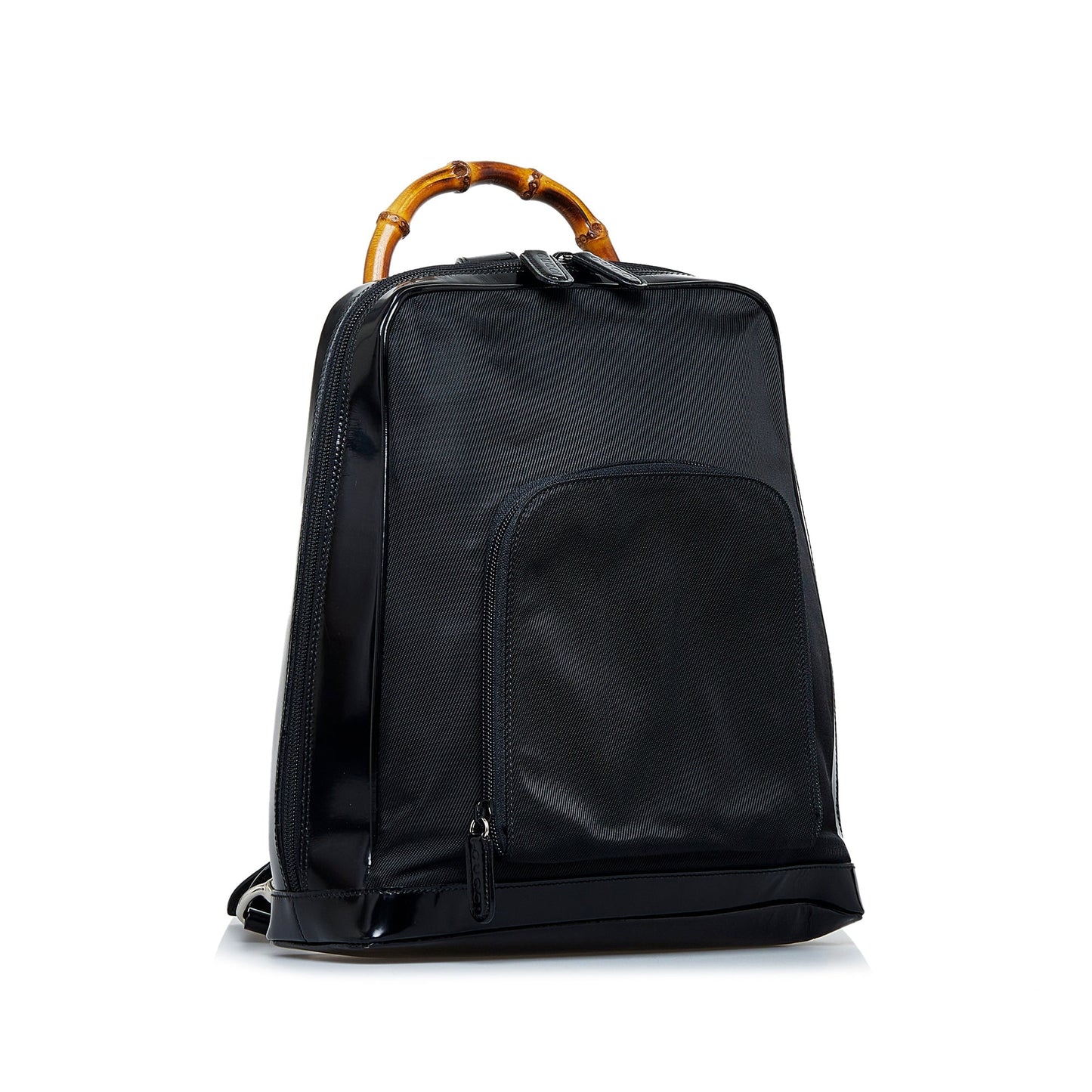 Gucci Bamboo Black Leather Canvas Backpack