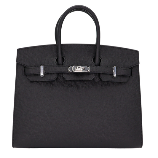 Hermes25cm Birkin Sellier Black Epsom Leather Palladium Hardware
