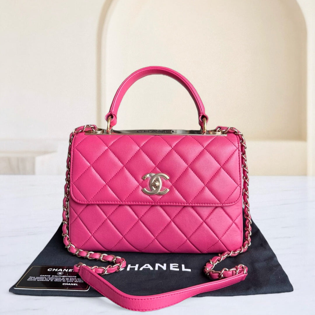 Chanel Trendy CC Small - Quilted Lambskin Hot Pink Gold Hardware Series 26