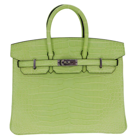 Hermes25cm Birkin Jaune Bourgeon Matte Porosus Crocodile Palladium Hardware
