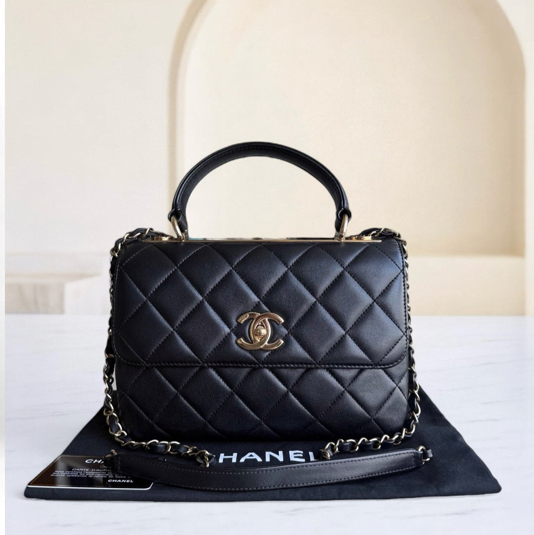Chanel Trendy CC Small - Quilted Lambskin Black Gold Hardware Series 31