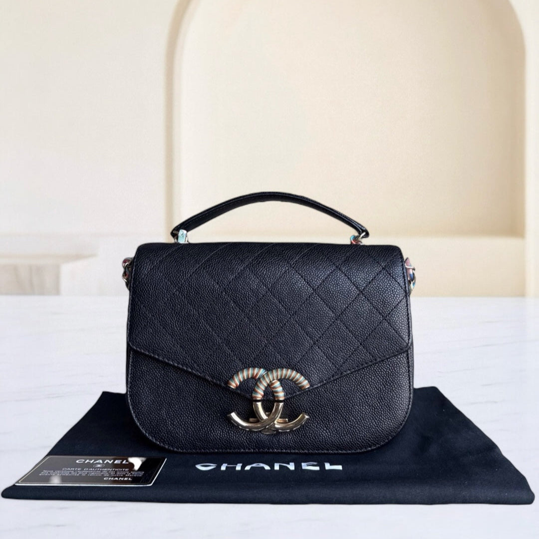 Chanel Coco Curve Cuba - Caviar Quilted Grained Calfskin Black Gold Hardware Series 23