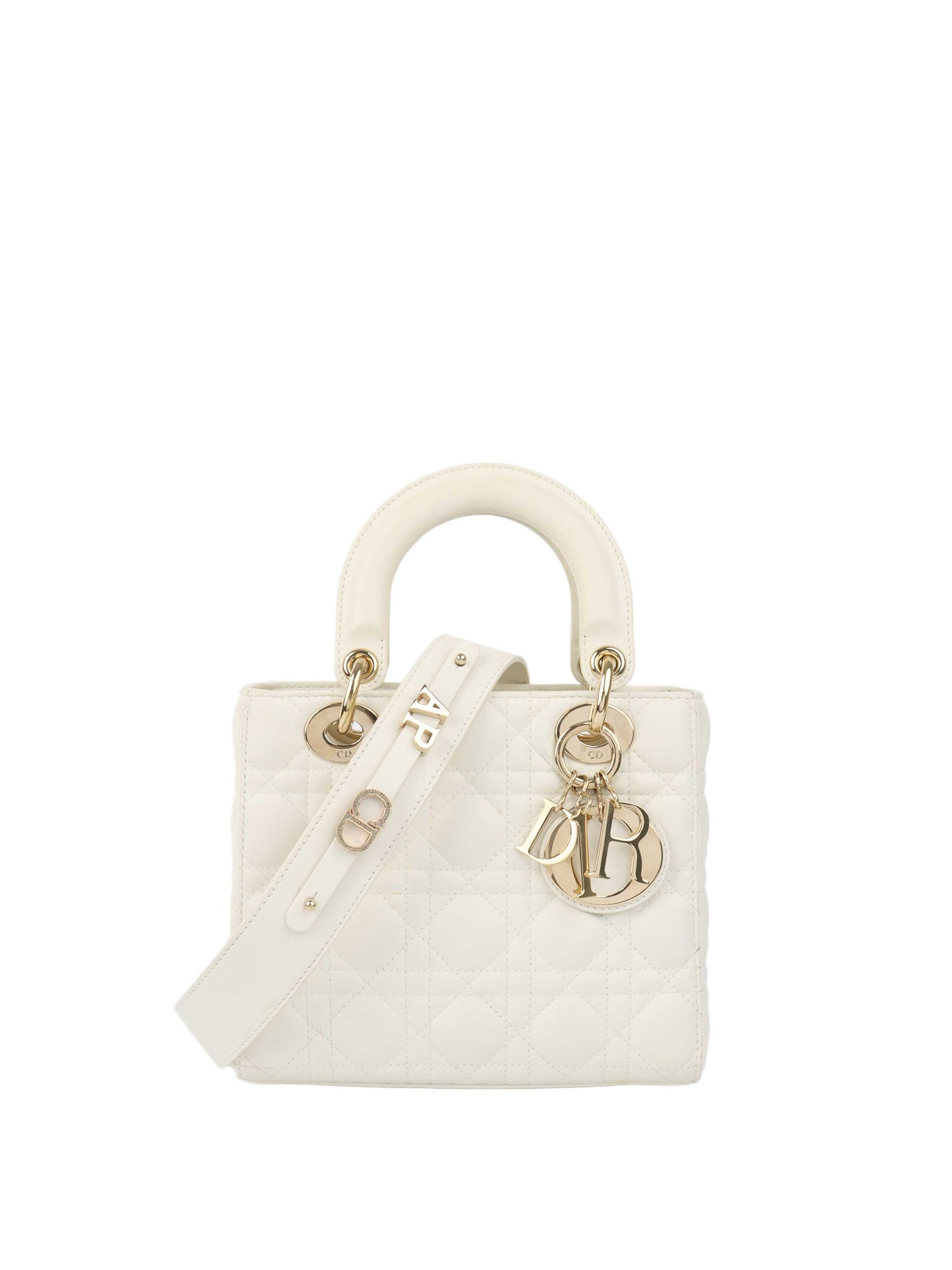 Dior White Small Lady Dior Bag GHW.