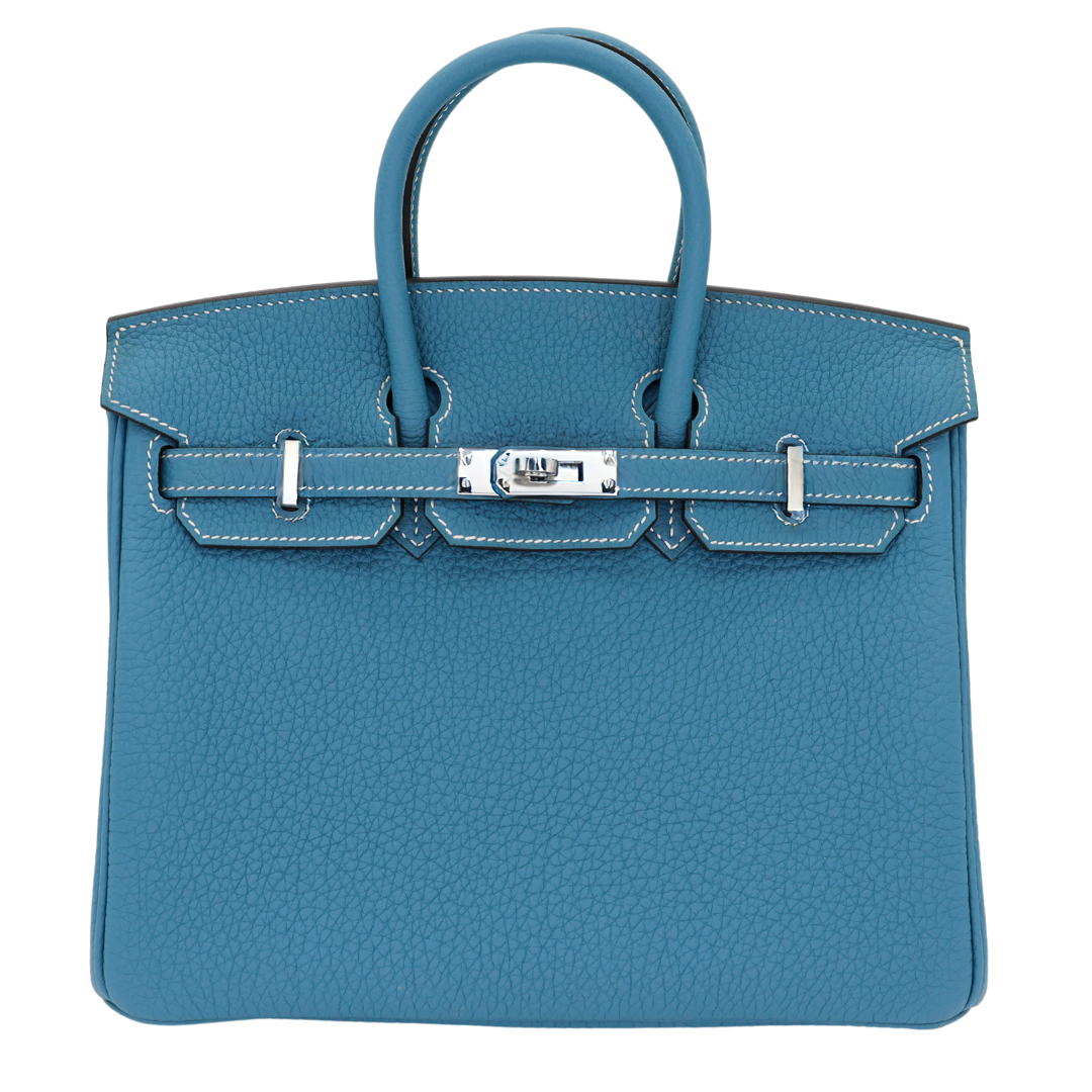 Hermes25cm Birkin Bleu Jean Togo Leather Palladium Hardware
