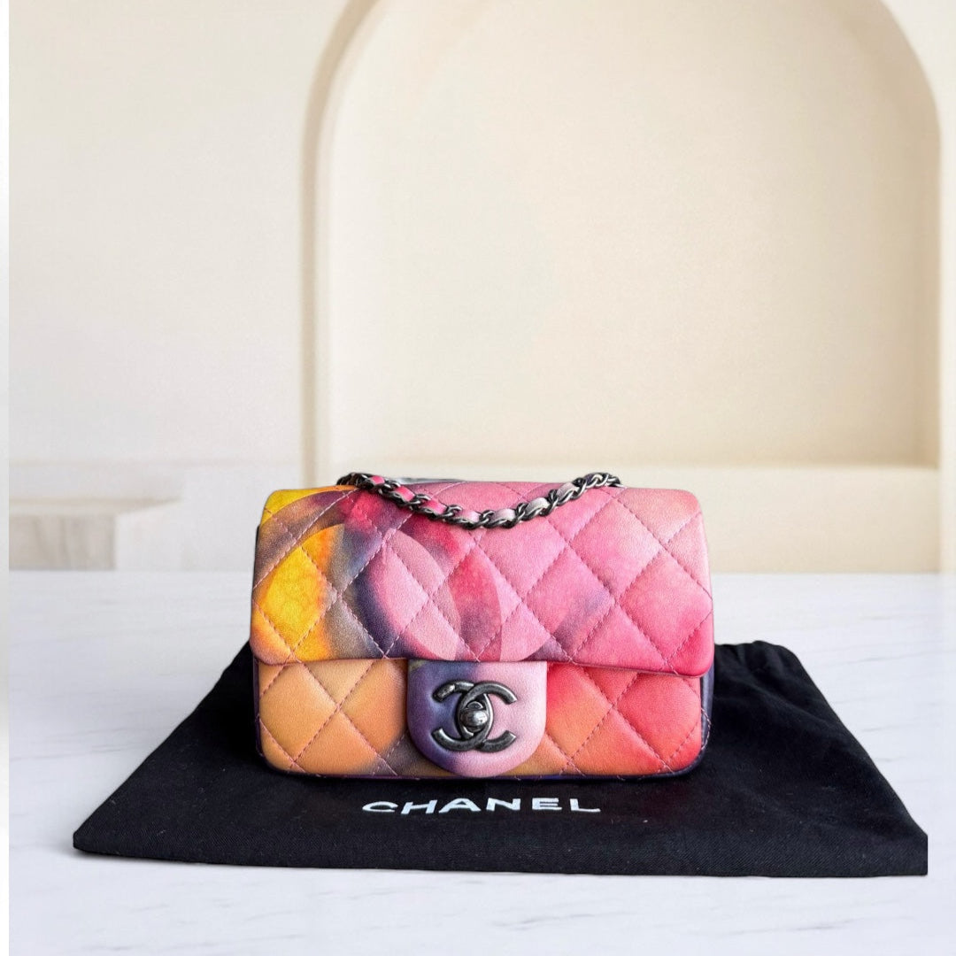 Chanel Classic Flap Extra Mini - Flower Power Quilted Lambskin Limited Edition Black Hardware Series 20