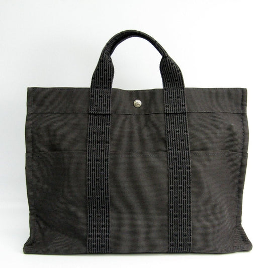 Luxury Hermes Gray Canvas Herline MM Tote (SHA-14213)