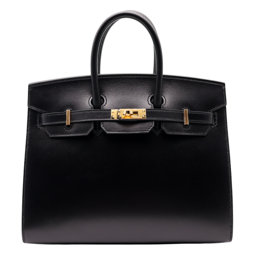 Hermes25cm Birkin Sellier Black Box Calf Leather Gold Hardware