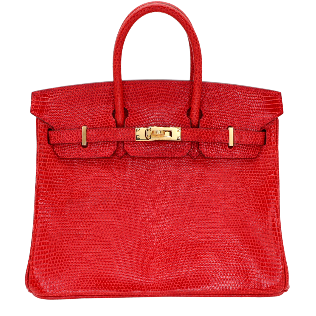 Hermes25cm Birkin Rouge Exotic Lizard Gold Hardware