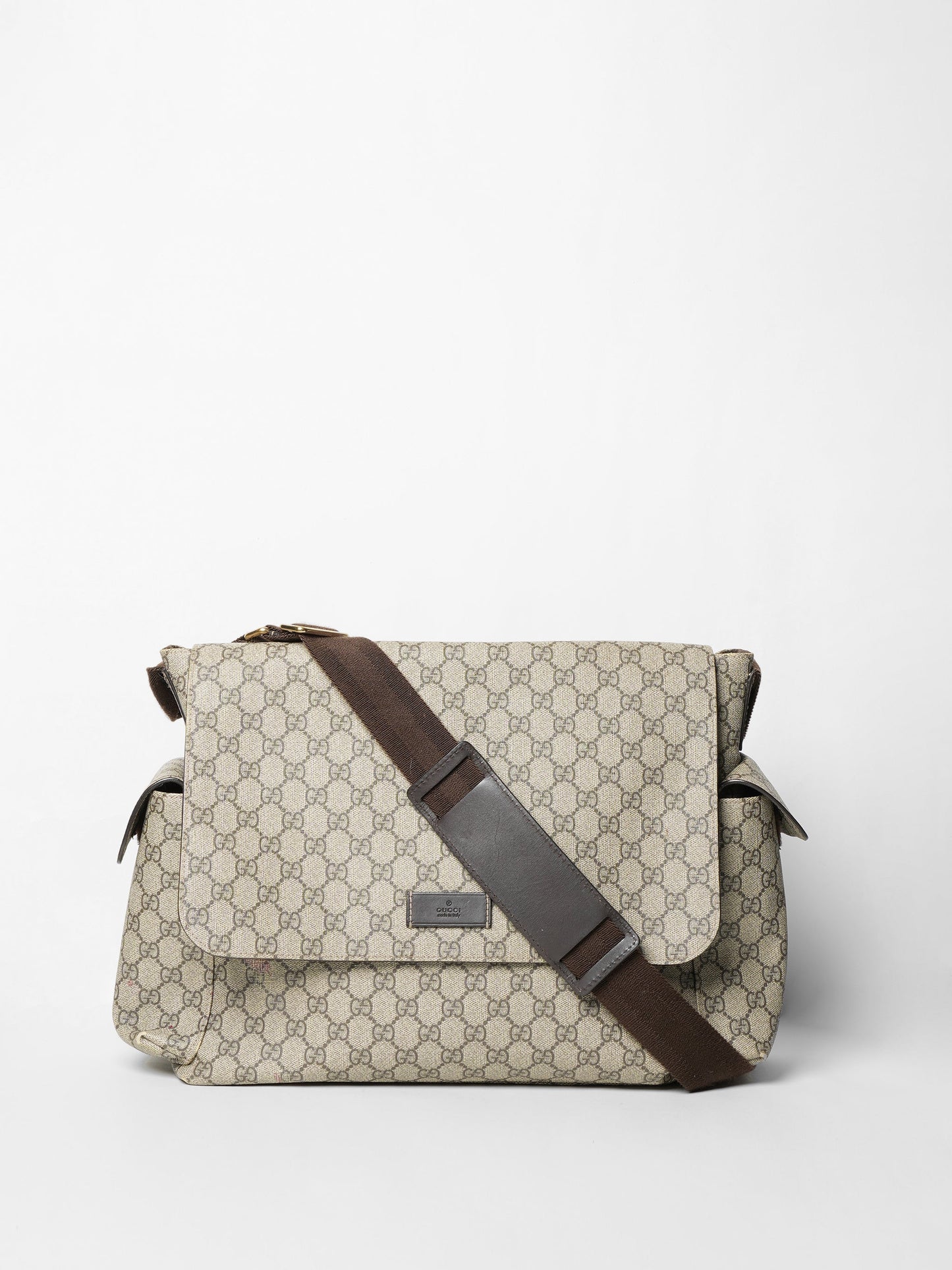 Gucci Lou Nylon Leather Canvas Shoulder Bag