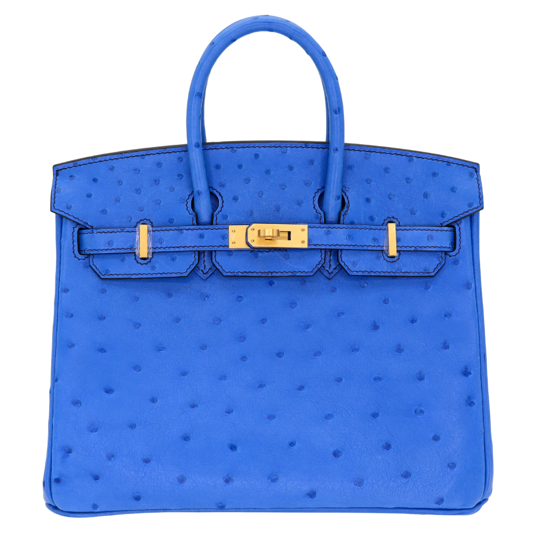 Hermes25cm Birkin HSS Mykonos Ostrich Brushed Gold Hardware