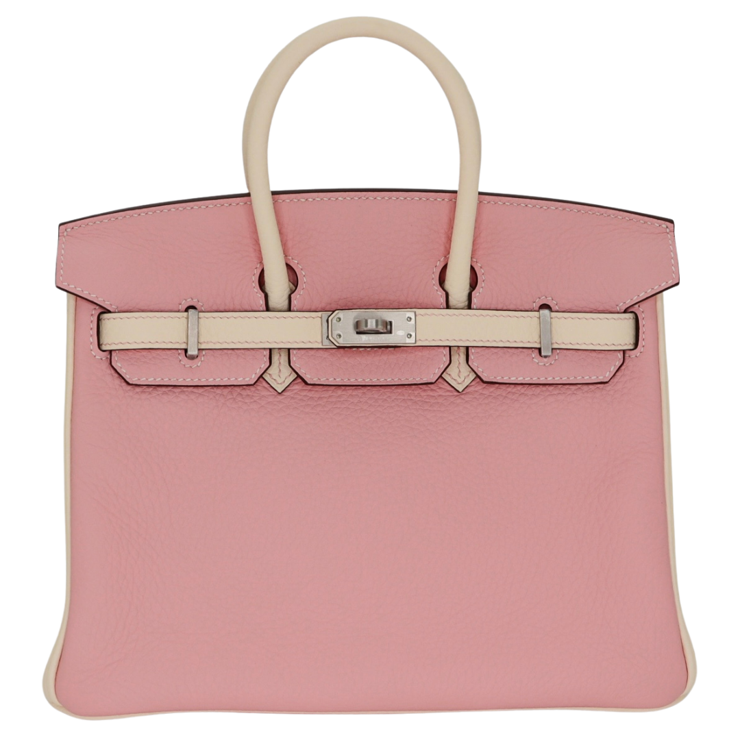 Hermes25cm Birkin HSS Rose Sakura/ Nata Clemence Leather Brushed Palladium Hardware