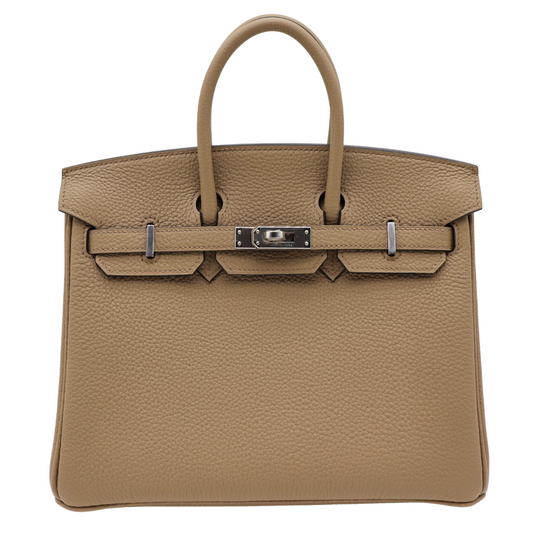 Hermes25cm Birkin Beige Marfa Togo Leather Palladium Hardware