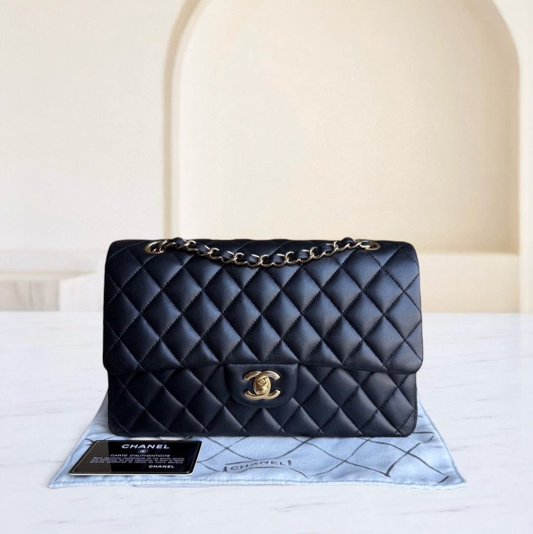 Chanel Classic Flap Medium - 25CM Quilted Lambskin Black Gold Hardware Sereis 21
