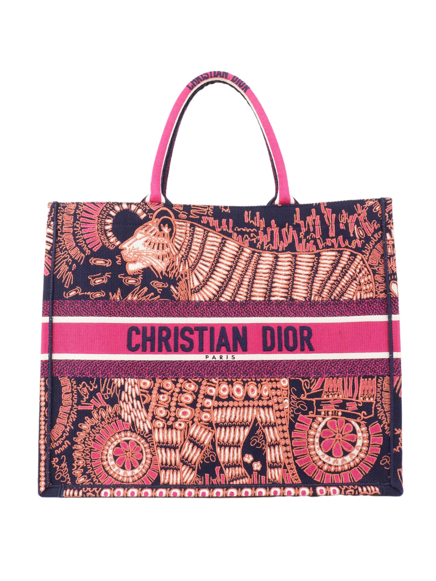 Dior Limited Edition Animal Embroidered Large Book Tote.