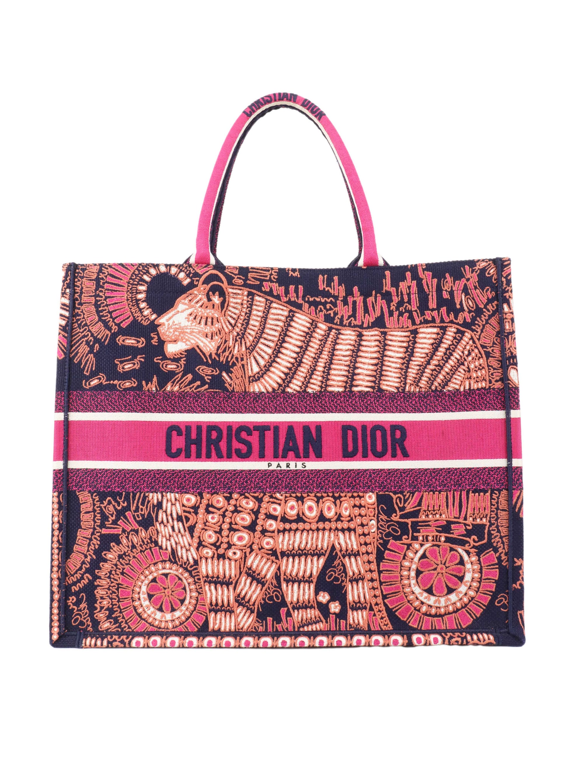 Dior Limited Edition Animal Embroidered Large Book Tote.