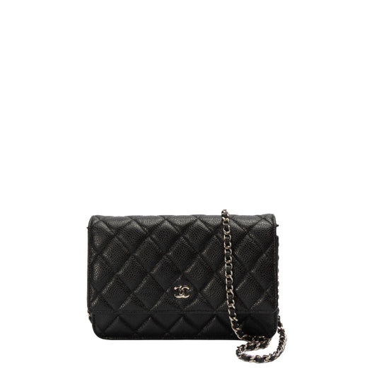 Chanel Black Caviar Quilted Wallet on Chain Crossbody
