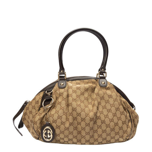 Gucci Monogram Leather Canvas Tote