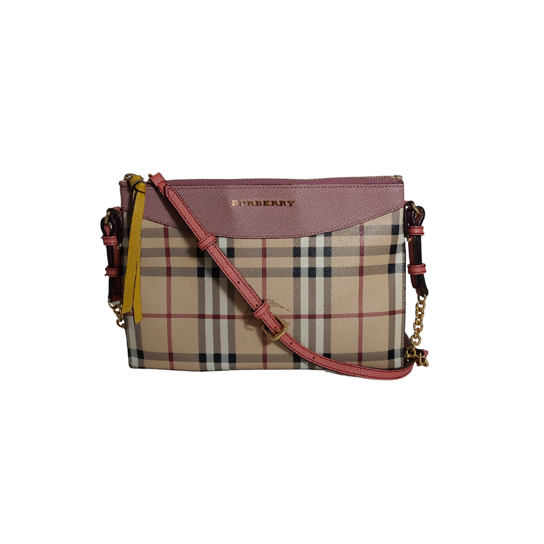 Burberry Peyton Leather Haymarket Check Crossbody Bag | |