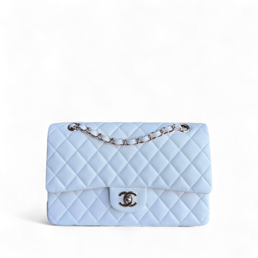 Chanel Classic Flap Medium - Caviar Quilted Grained Calfskin White Gold Hardware Series 28