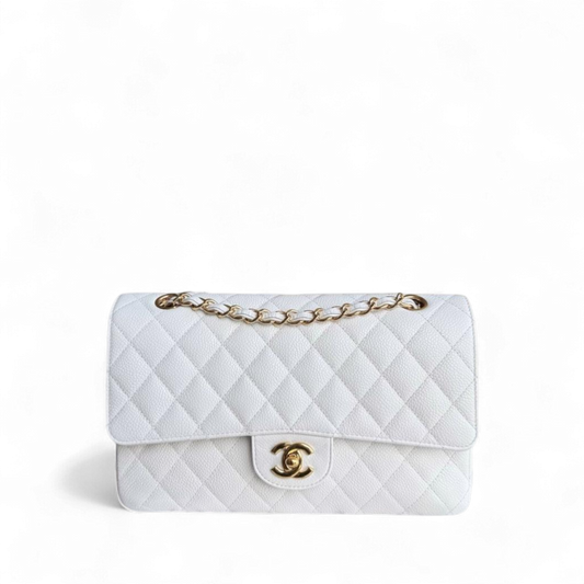 Chanel Classic Flap Medium - Caviar Quilted Grained Calfskin White Gold Hardware Series 14