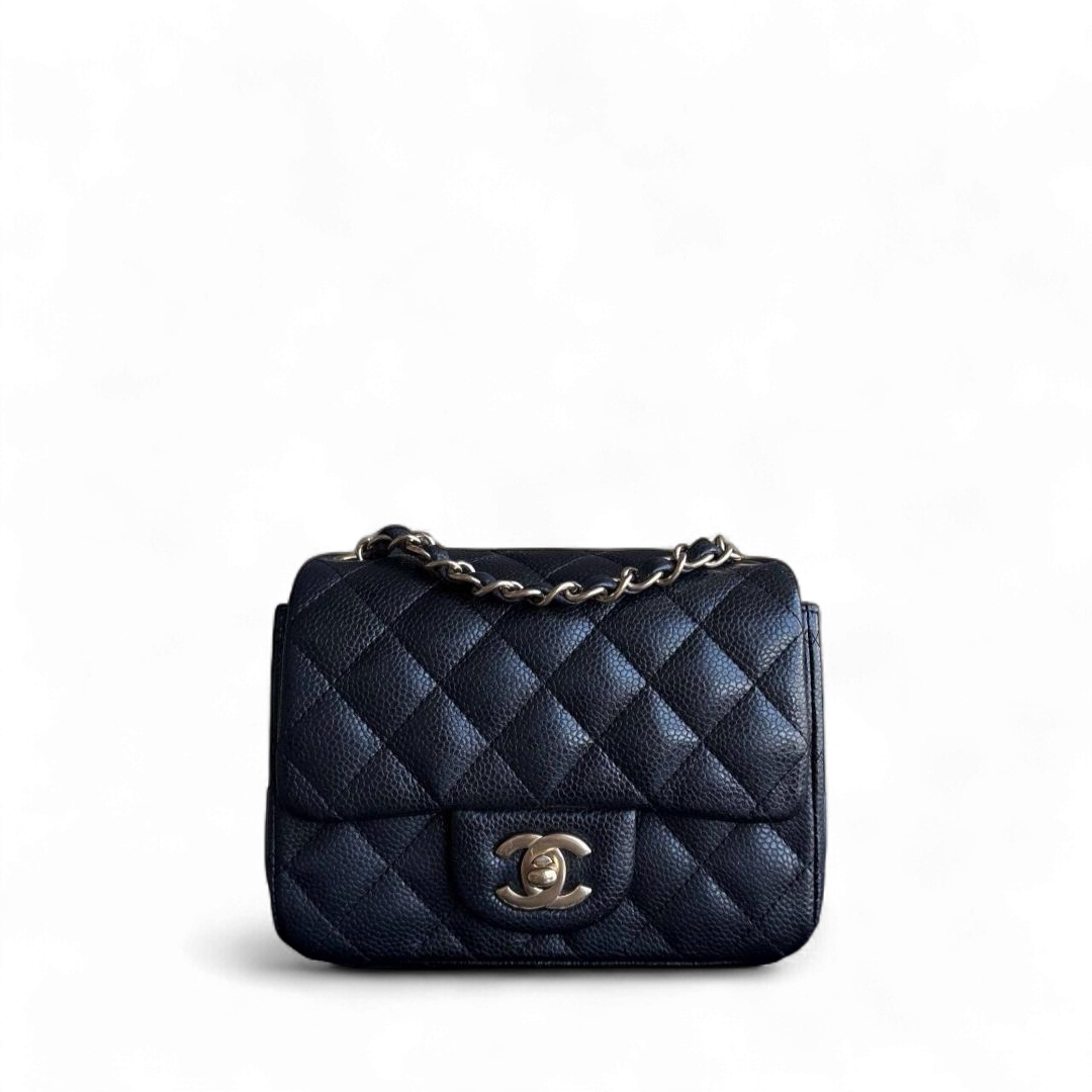 Chanel Classic Flap Mini Square - Caviar Quilted Grained Calfskin Black Gold Hardware Series 21