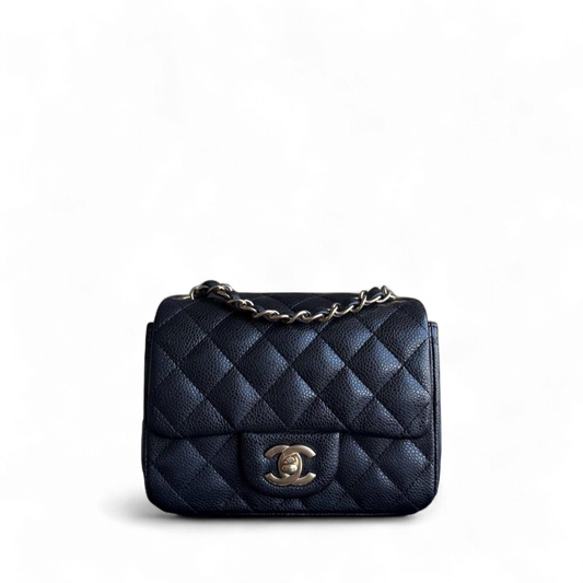 Chanel Classic Flap Mini Square - Caviar Quilted Grained Calfskin Black Gold Hardware Series 21