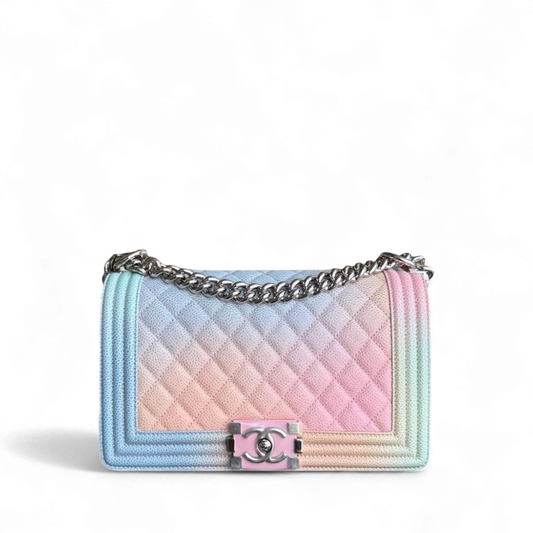 Chanel Boy Medium - Caviar 25CM Quilted Grained Calfskin Rainbow Limited Edition Series 25
