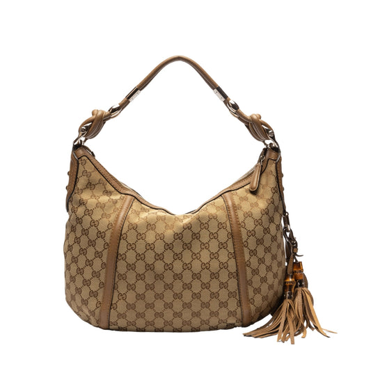 Gucci Lou Leather Canvas Shoulder Bag