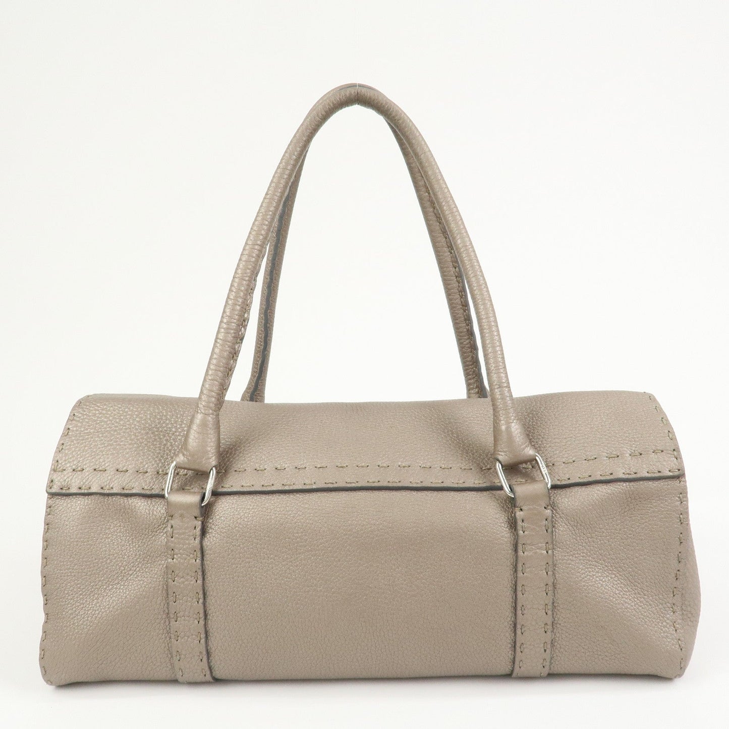 FENDI Seleria Linda Leather Shoulder Bag Hand Bag Greige 8BR442