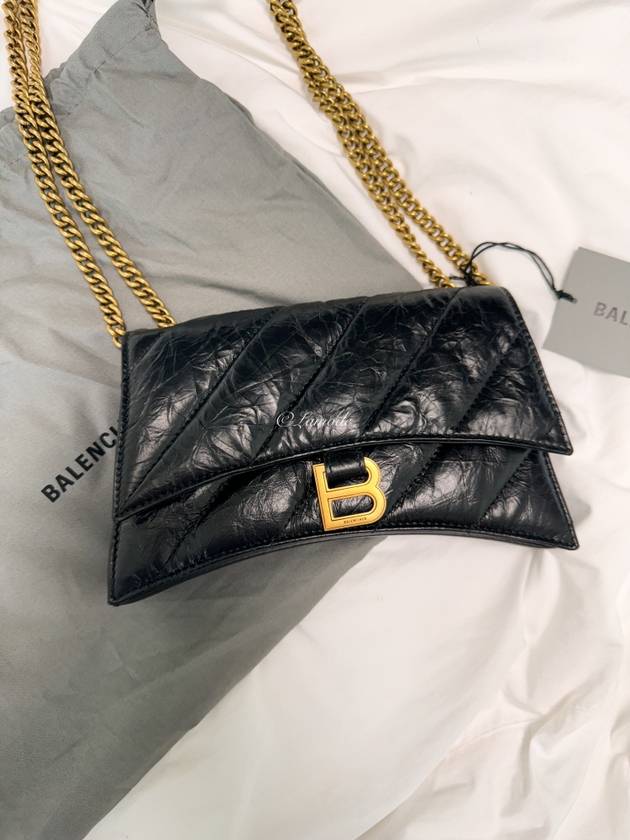 Luxury Balenciaga Trending 2026 Crush XS Chain Quilted Shoulder Bag Black