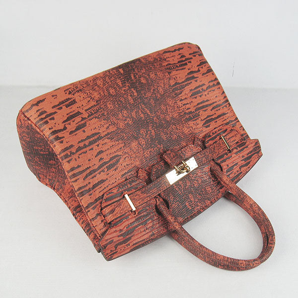 Luxury Hermes Birkin 30cm Lizard Pattern Handbag 6088 Orange/Golden