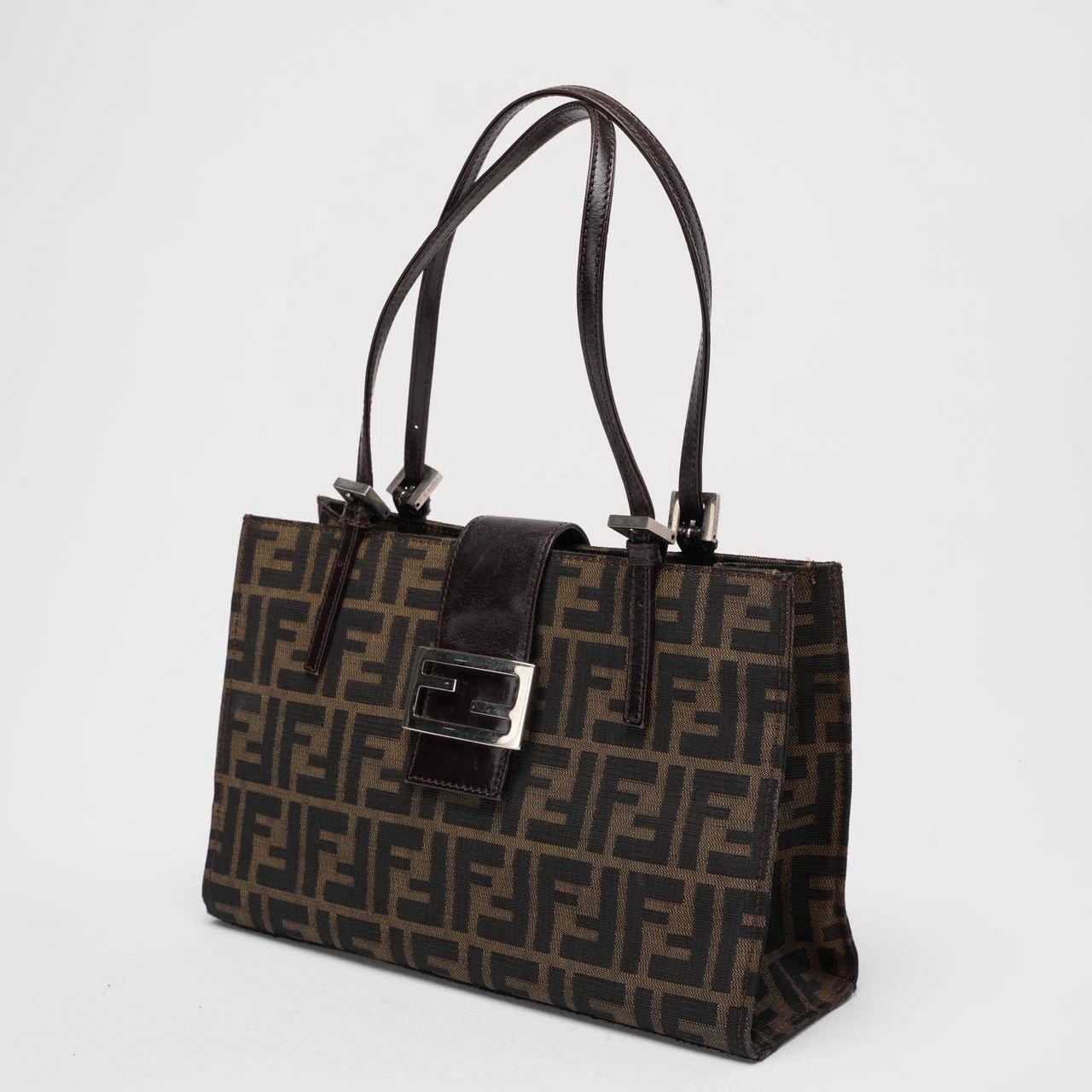 Fendi Zucca Double Top Handle Bag