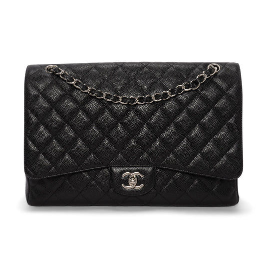 Chanel Black Quilted Caviar Jumbo Single Flap Bag