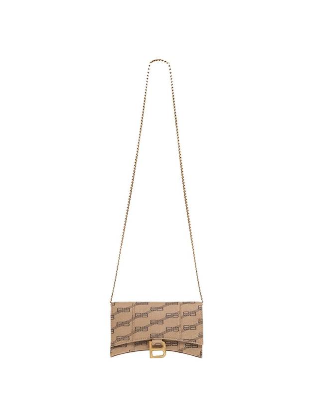 Luxury Balenciaga Trending 2026 Hourglass BB Monogram Chain Long Wallet Brown
