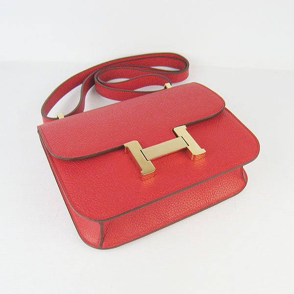 Luxury Hermes Constance Cowskin Leather Bag red golden
