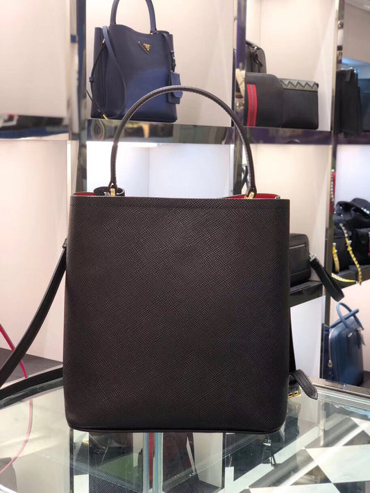 Prada Black Saffiano South Double Medium Bag