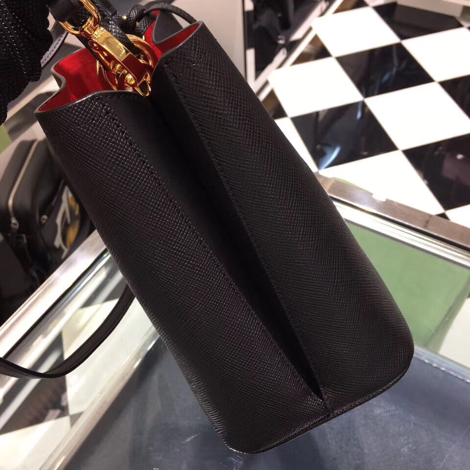 Prada Black Saffiano South Double Medium Bag