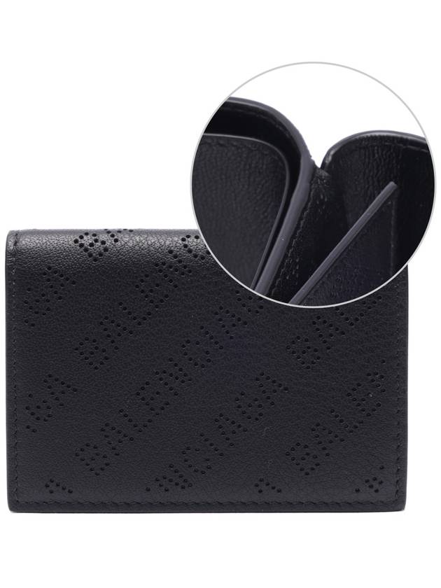 Luxury Balenciaga Trending 2026 Logo Perforated Half Wallet Black